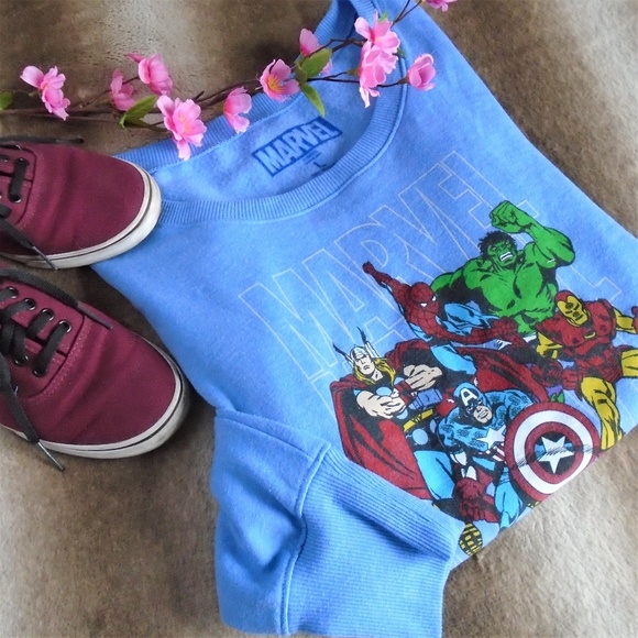 Marvel Tops - Marvel Avengers Sky Blue Pullover Sweatshirt